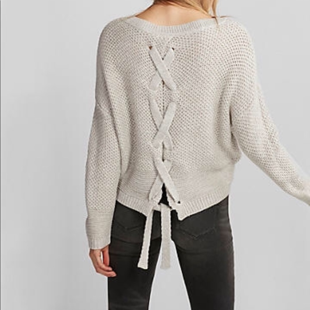 Express Lace Up Split Back Sweater